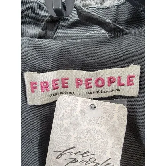 Free People Ruffles Romance Jacket Women's S Washed Black Flap Pockets Open L/S+ - Picture 11 of 15
